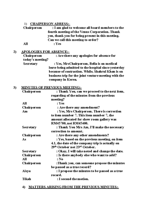 Group 2 Mock Meeting - Example - MEGAH HOLDING TEAM AGENDA Date : 25 ...