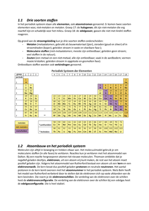 Specialist Stof vervangen Scheikunde H1 - 1 Drie soorten stoffen In het periodiek systeem staan alle  elementen , ook - Studeersnel