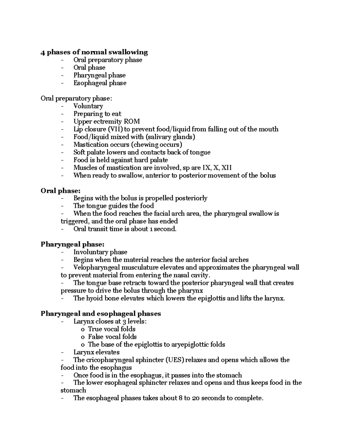 4 phases of normal swallowing - Pharyngeal phase: - Involuntary phase ...