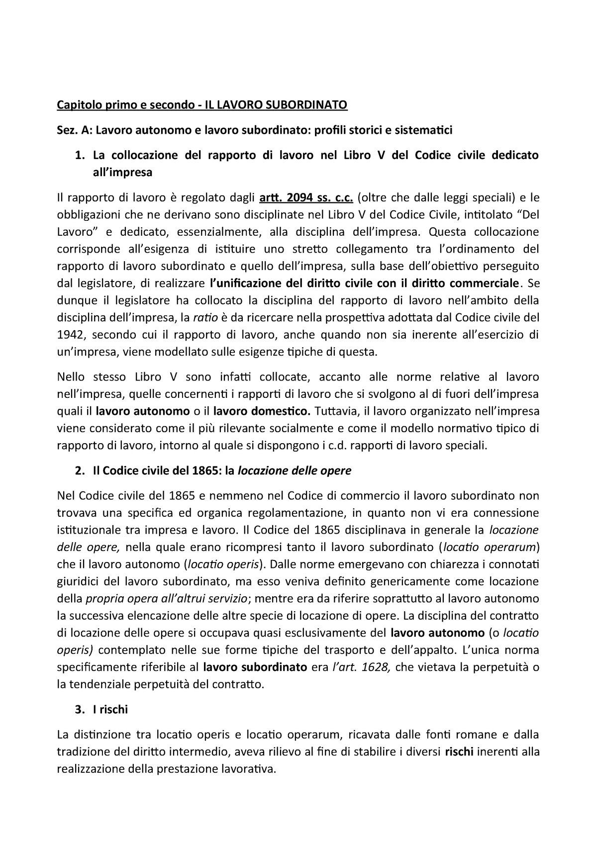 Docsity Riassunto Completo Di Diritto Del Lavoro 4 Capitolo Primo ...