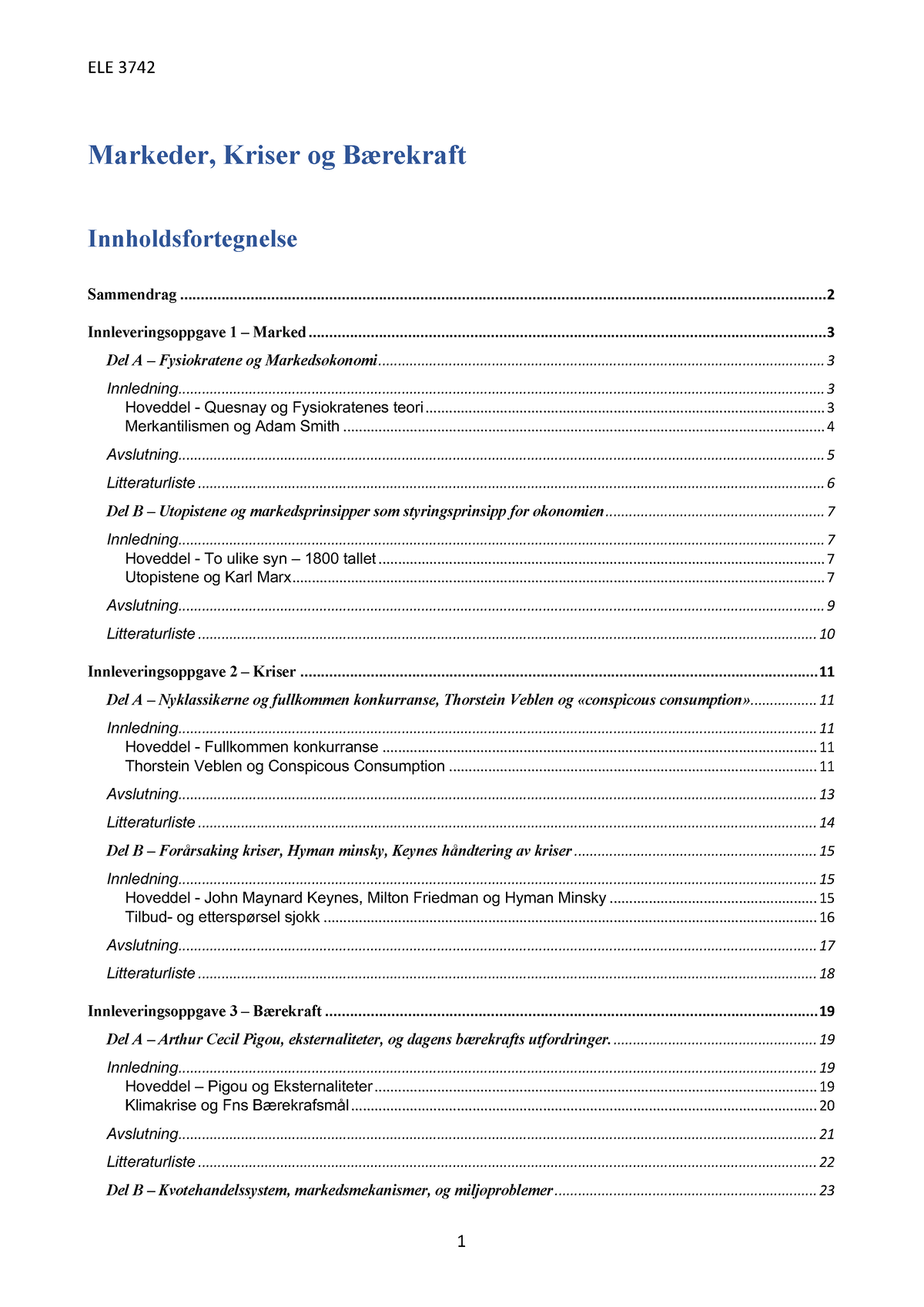 Endelig Innlevering V23, MKB - Markeder, Kriser Og Bærekraft Sammendrag ...