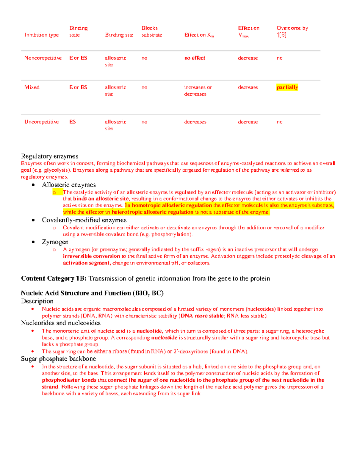 Lecture notes detailed content 5-5 - Inhibition type Binding state ...