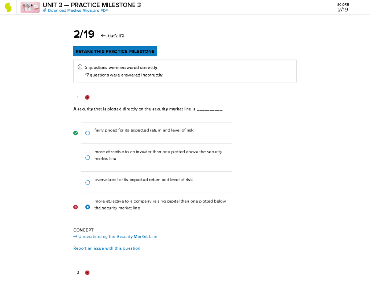 Sophia Principles Of Finance Pracrice Milestone 3-5 - 1 CONCEPT ...