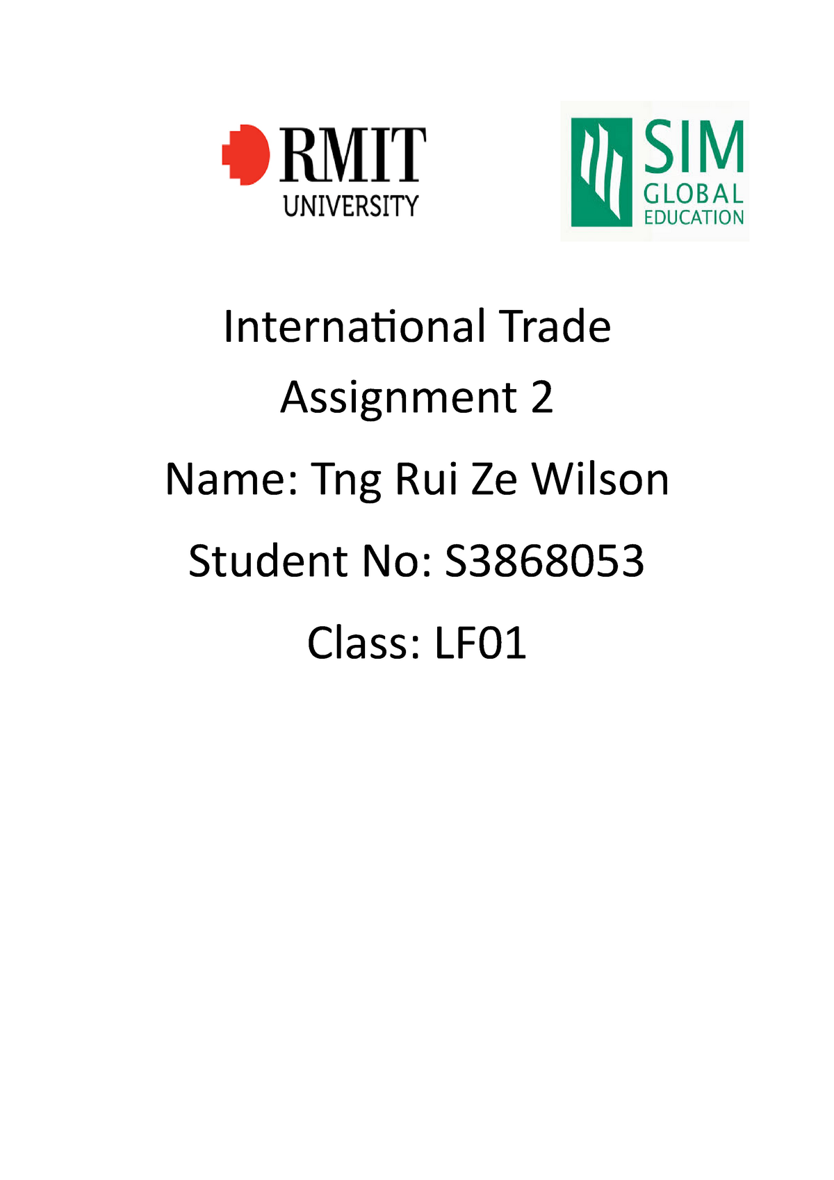 international trade assignment