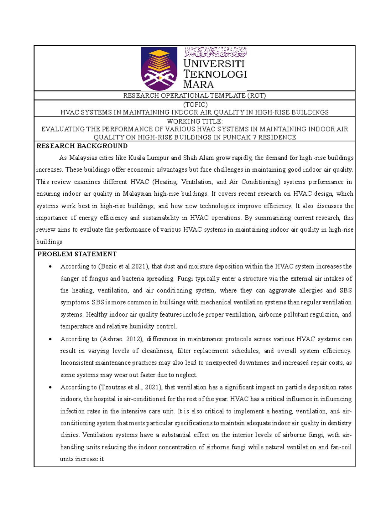 ROT research proposal - RESEARCH OPERATIONAL TEMPLATE (ROT) (TOPIC ...