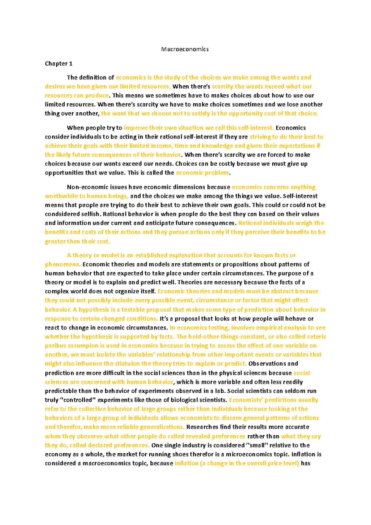 Macroeconomics - Study guide for exams. - Macroeconomics Chapter 1 The ...