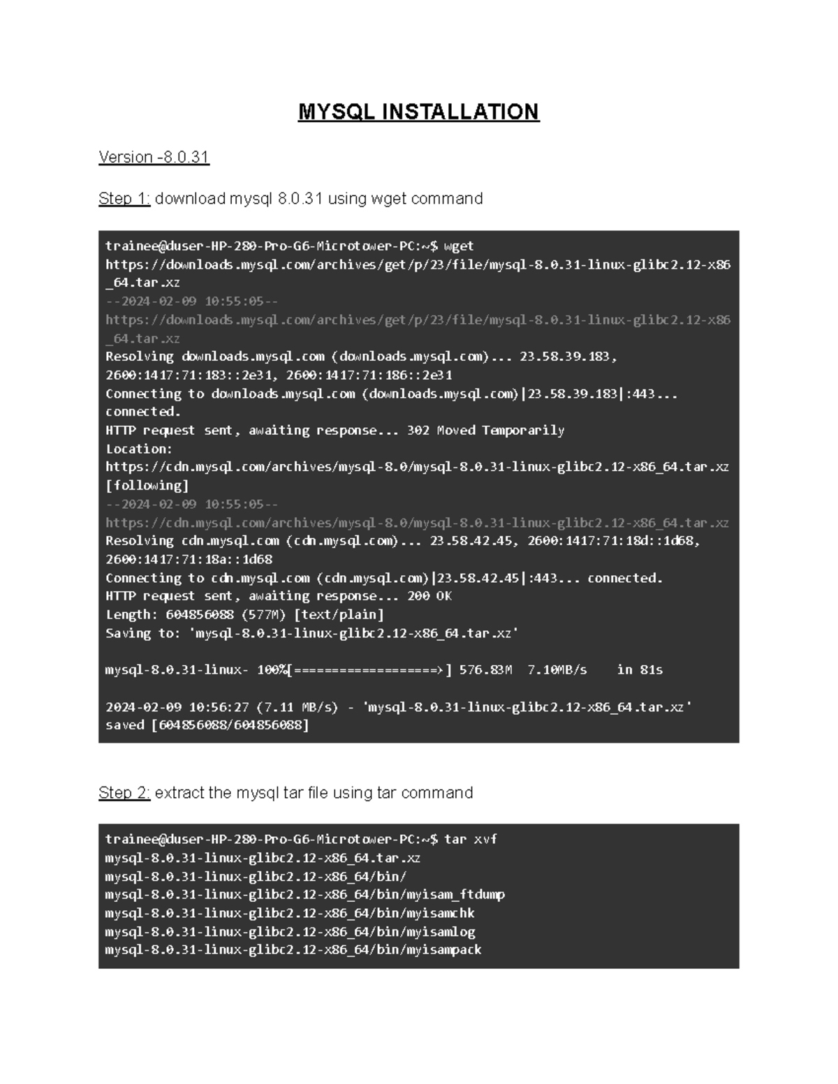 Mysql Installation 8 - Notes - MYSQL INSTALLATION Version -8. Step 1 ...