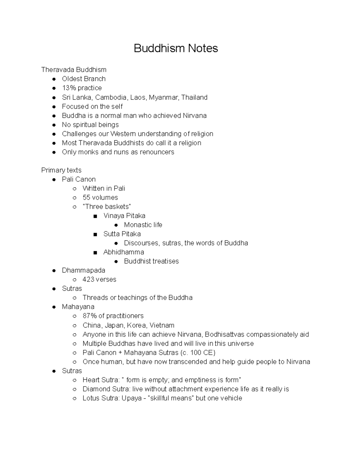 Buddhism Notes Buddhism Notes Theravada Buddhism Oldest Branch 13