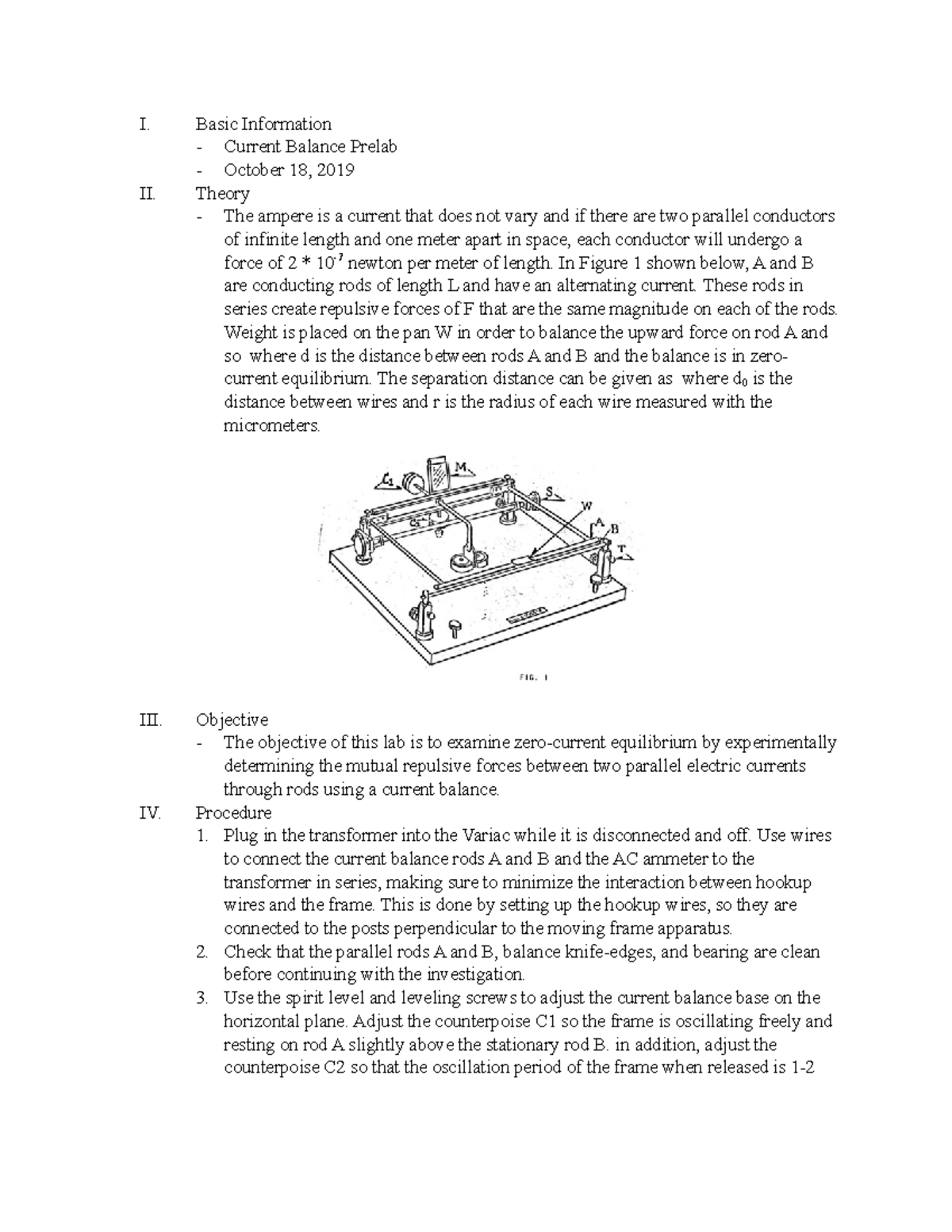 Current Balance Prelab - I. Basic Information - Current Balance Prelab ...