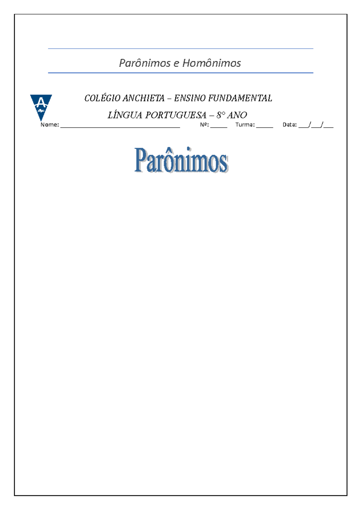 HOMONIMOS e Paronimos, PDF, Escrita