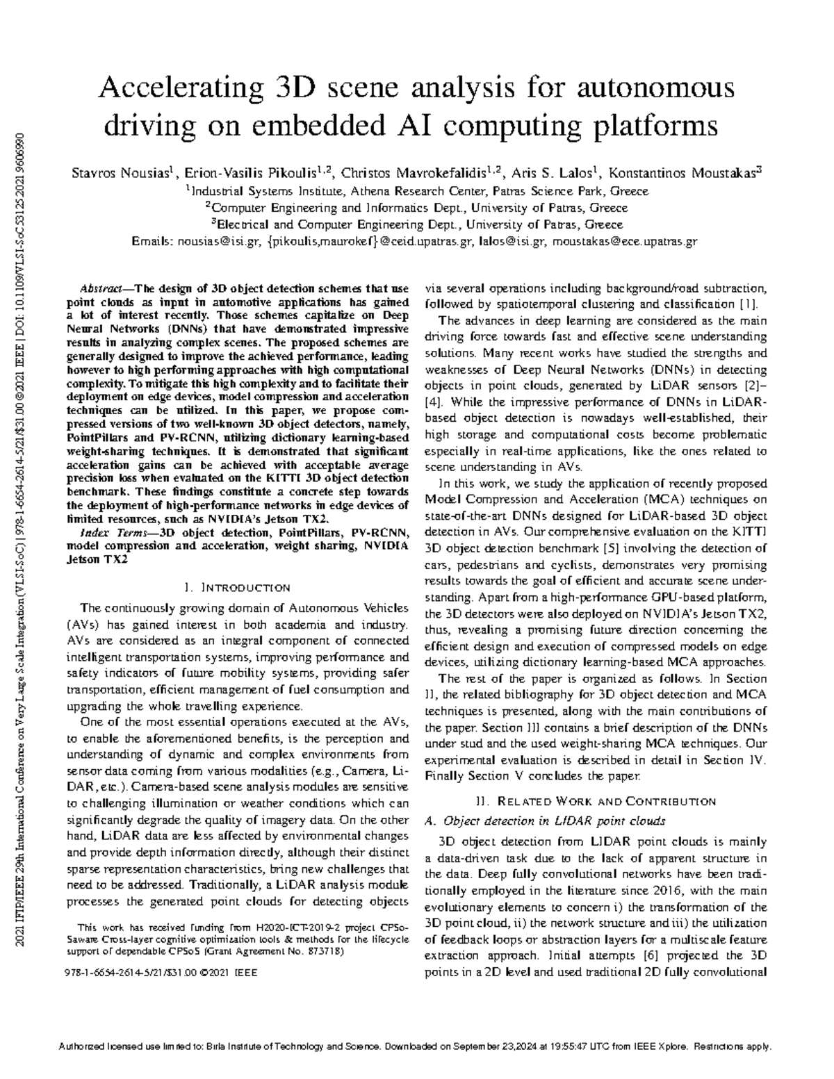 Accelerating 3D scene analysis for autonomous driving on embedded AI ...
