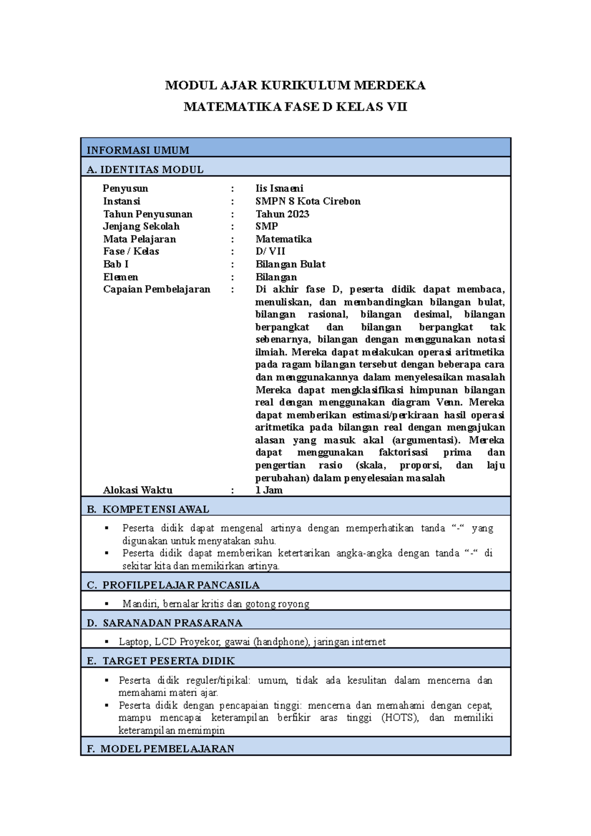 MA Fase D7 Matematika Bab 1 - MODUL AJAR KURIKULUM MERDEKA MATEMATIKA ...