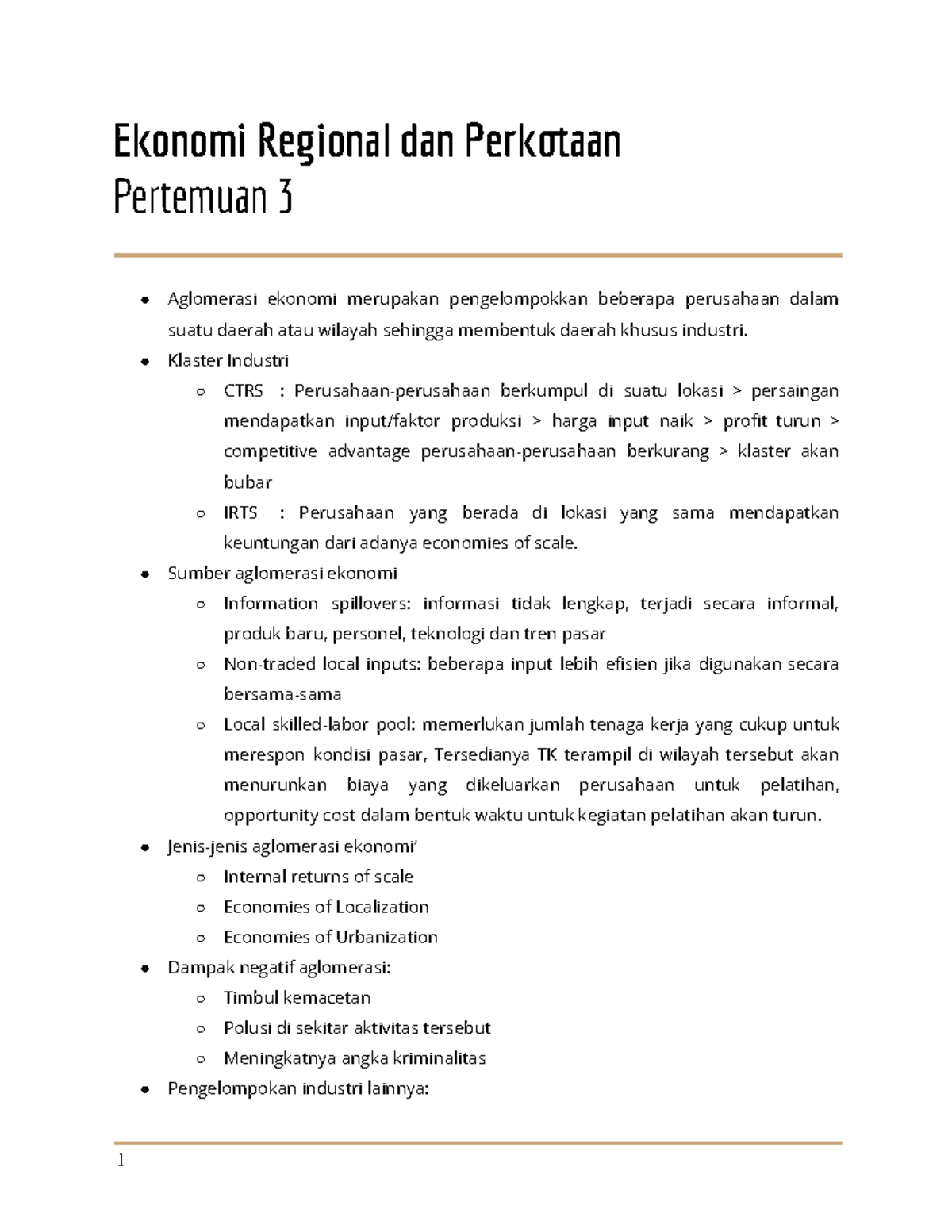 Ekoreg - 3 - Tentang Aglomerasi Ekonomi - Ekonomi Regional Dan Perkaan ...