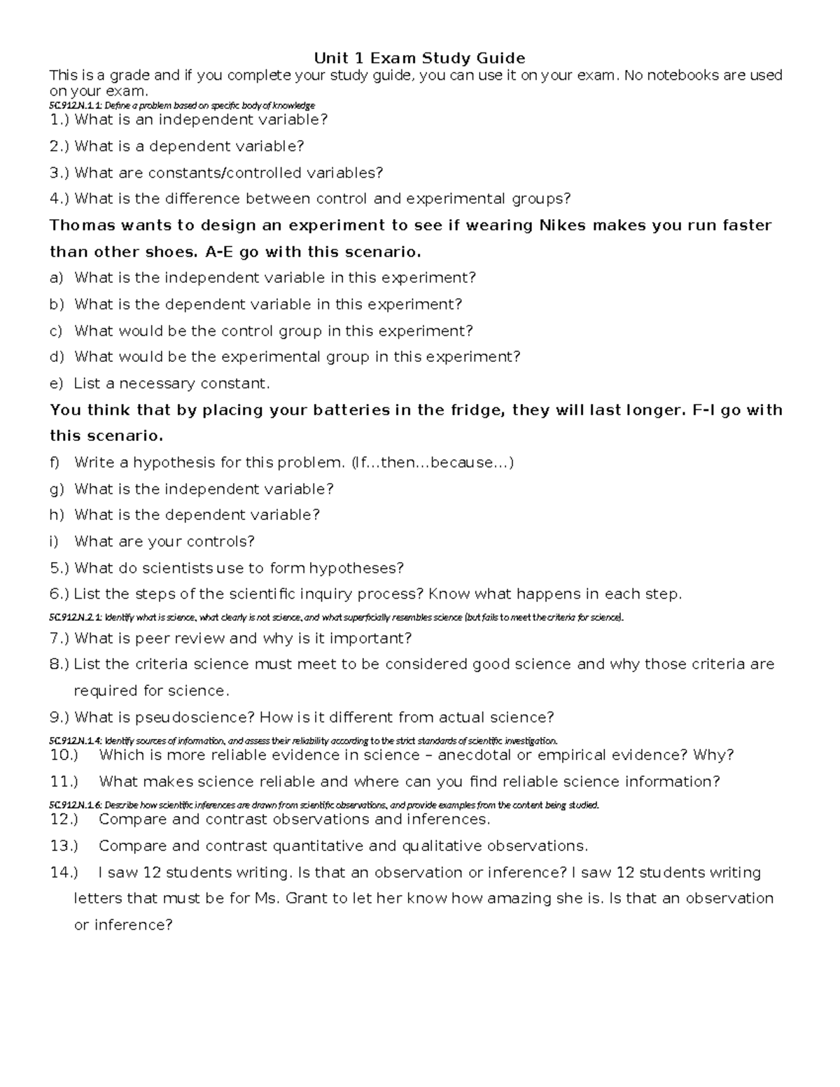 Unit 1 Study Guide - Hshs - Unit 1 Exam Study Guide This is a grade and ...