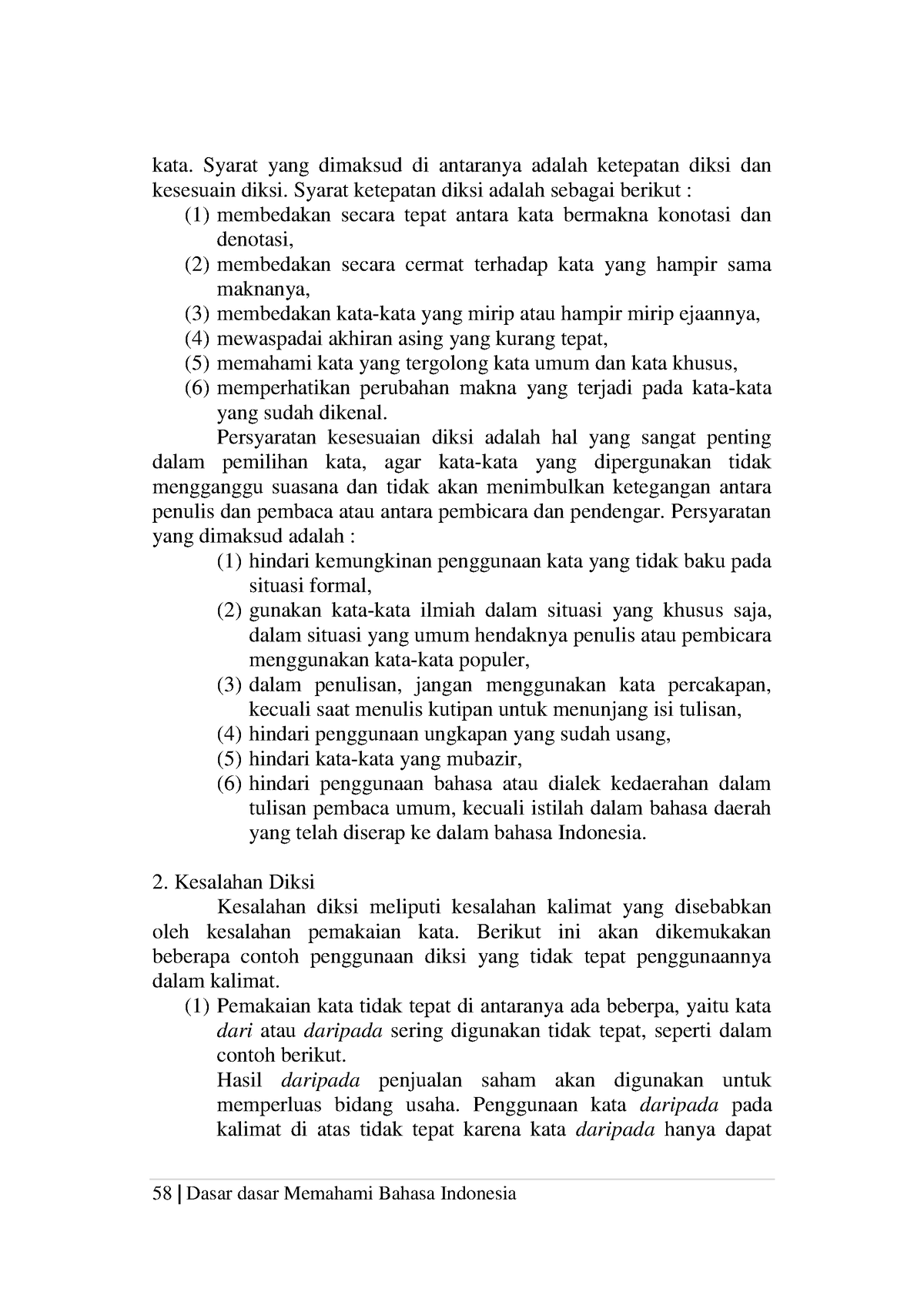 Dasa Dasar Memahami Bahasa Indonesia Pdf-65 - 58 | Dasar Dasar Memahami ...