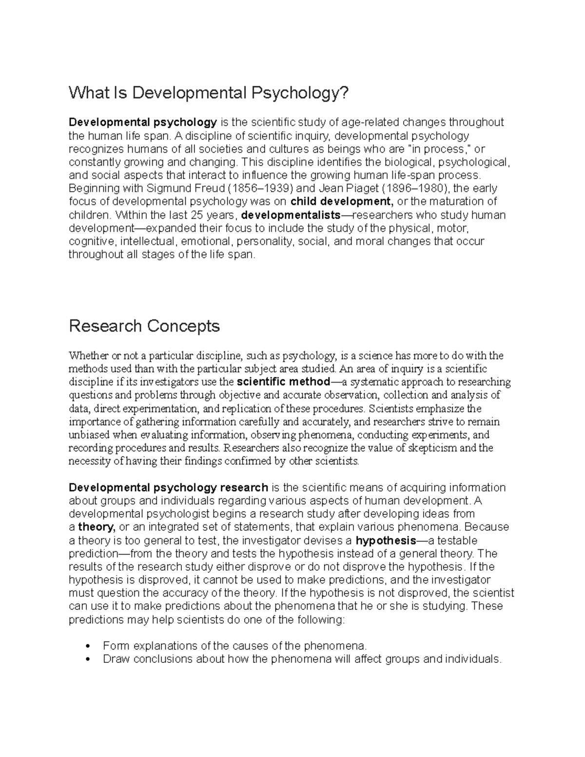 developmental psychology topics for research paper