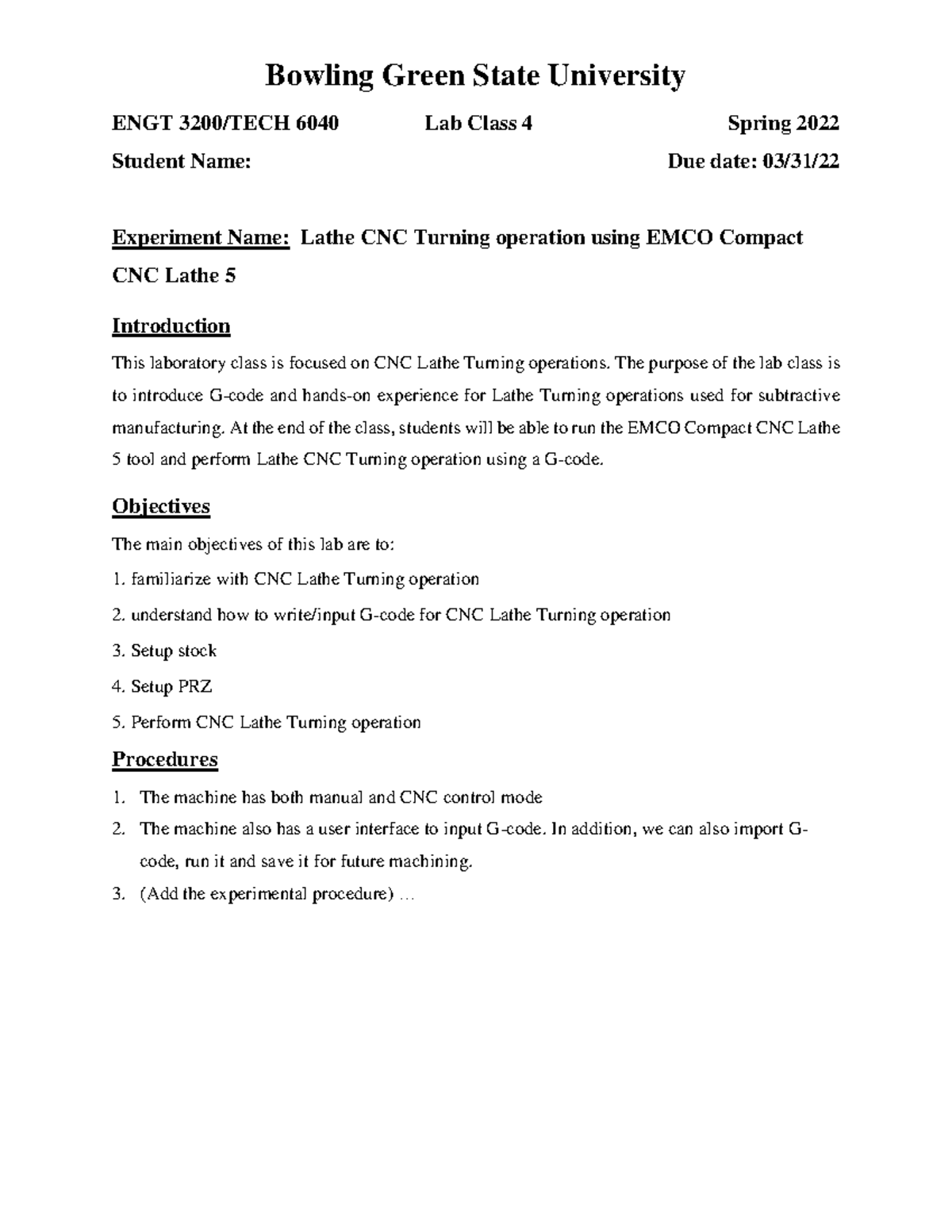 CNC lab 4 Turning - Assignments - ENGT 3200/TECH 6040 Lab Class 4 ...