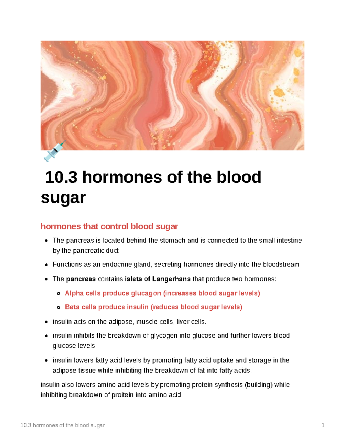 10.3 hormones of the blood sugar - w 10 hormones of the blood sugar ...