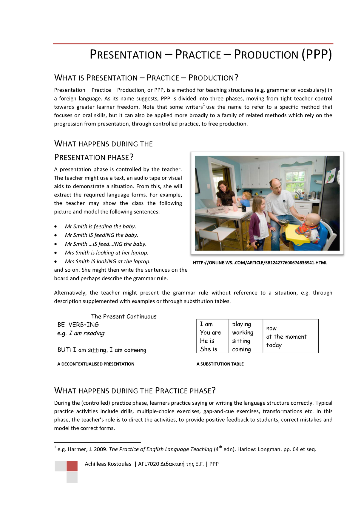 presentation practice production model