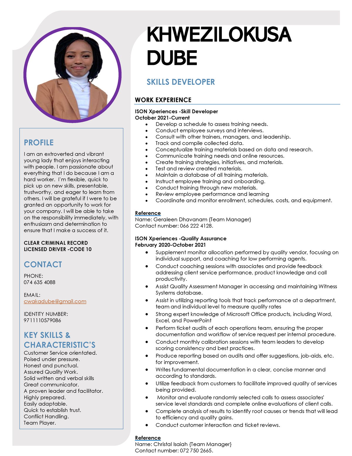 Khwezilokusa Cwaka Dube Resume - Profile I Am An Extroverted And 