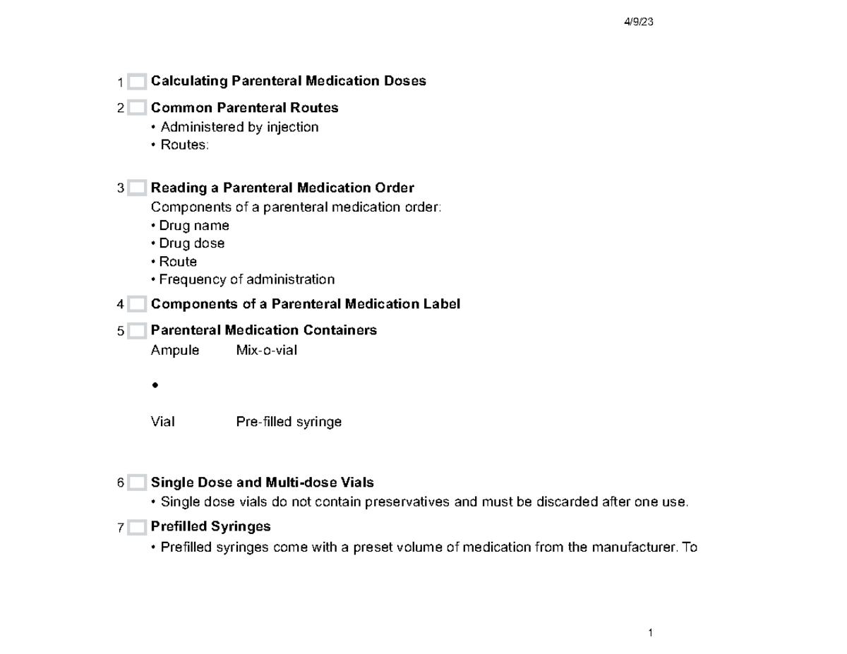 Calculating+Parenteral+Medication+Dosages-4%282%29 - 4/9/ 1 Calculating ...