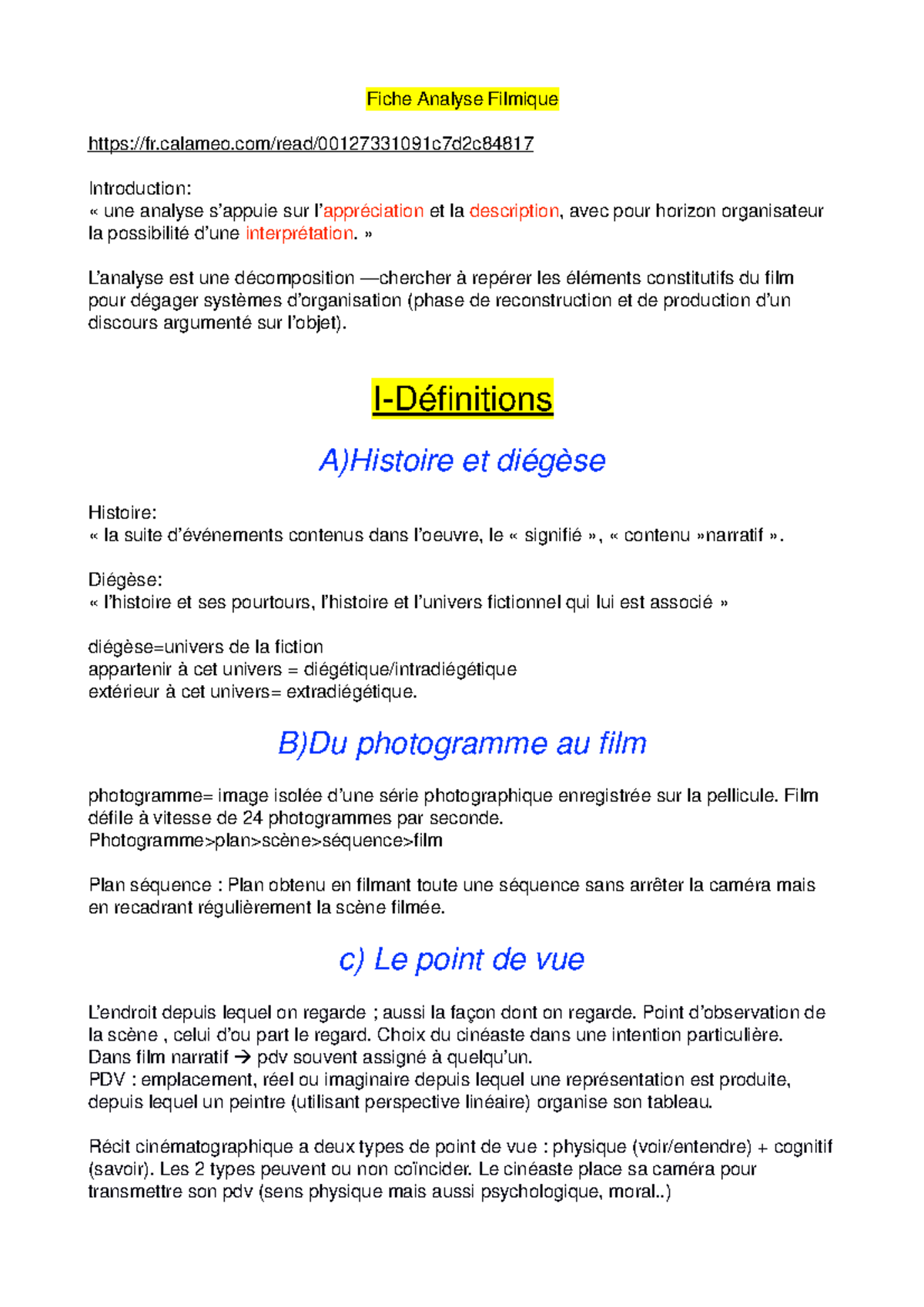 Fiche analyse filmique est une à repérer les éléments constitutifs du film pour