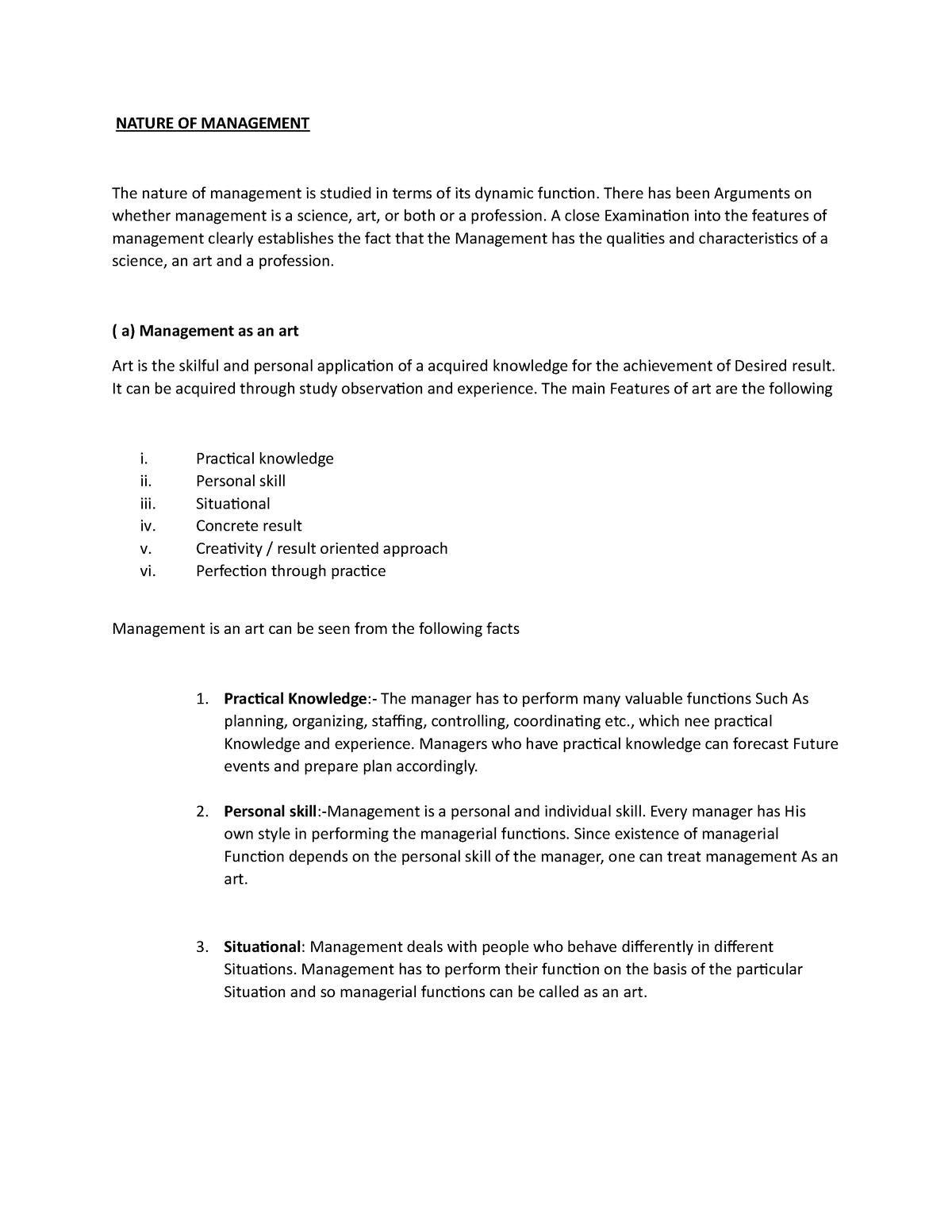 Chapter -1 Nature AND Significance OF Management( 6) - NATURE OF ...