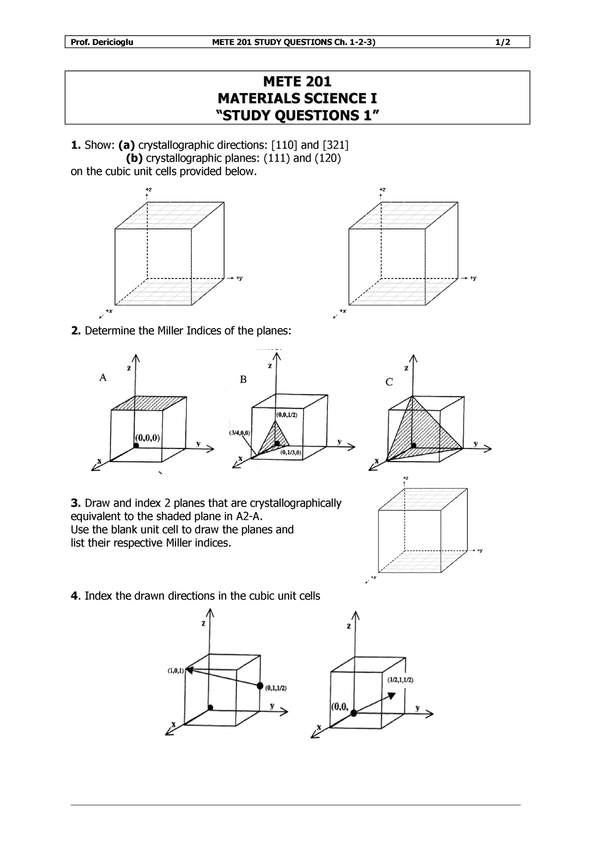 materials science examples - Prof. Dericioglu METE 201 STUDY QUESTIONS ...