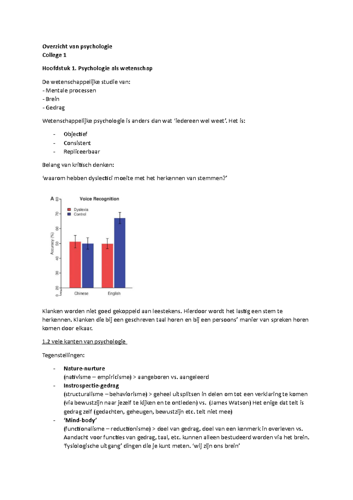 Overzicht Van Psychologie Aantekeningen - Overzicht Van Psychologie ...