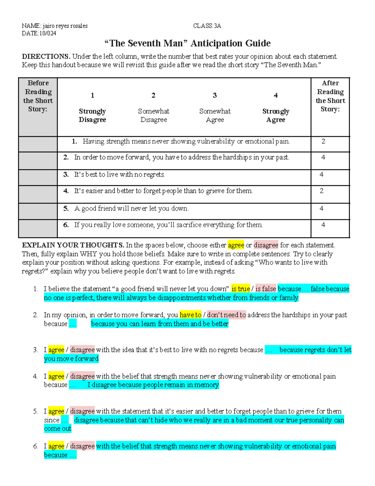 Copy of Engl 9- The Seventh Man Anticipation Guide - NAME: jairo reyes ...