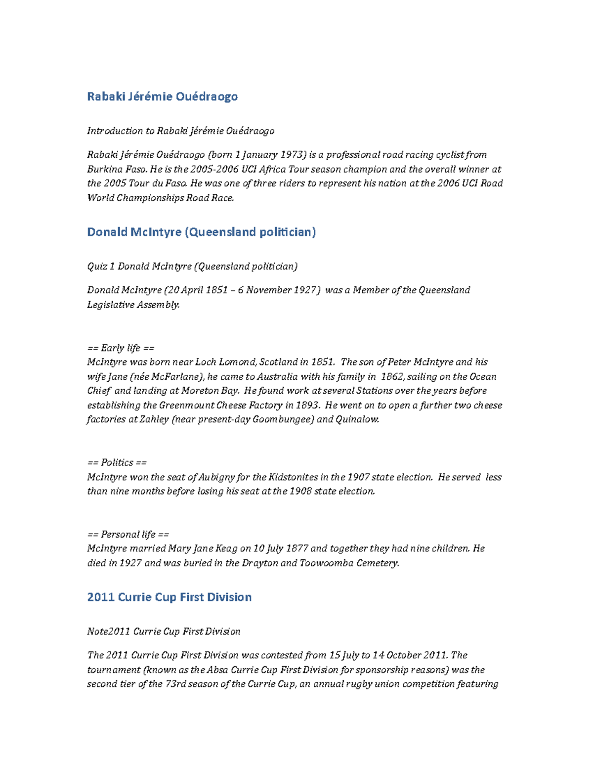 HIST123 Quiz Rabaki Jérémie Ouédraogo Rabaki Jérémie Ouédraogo