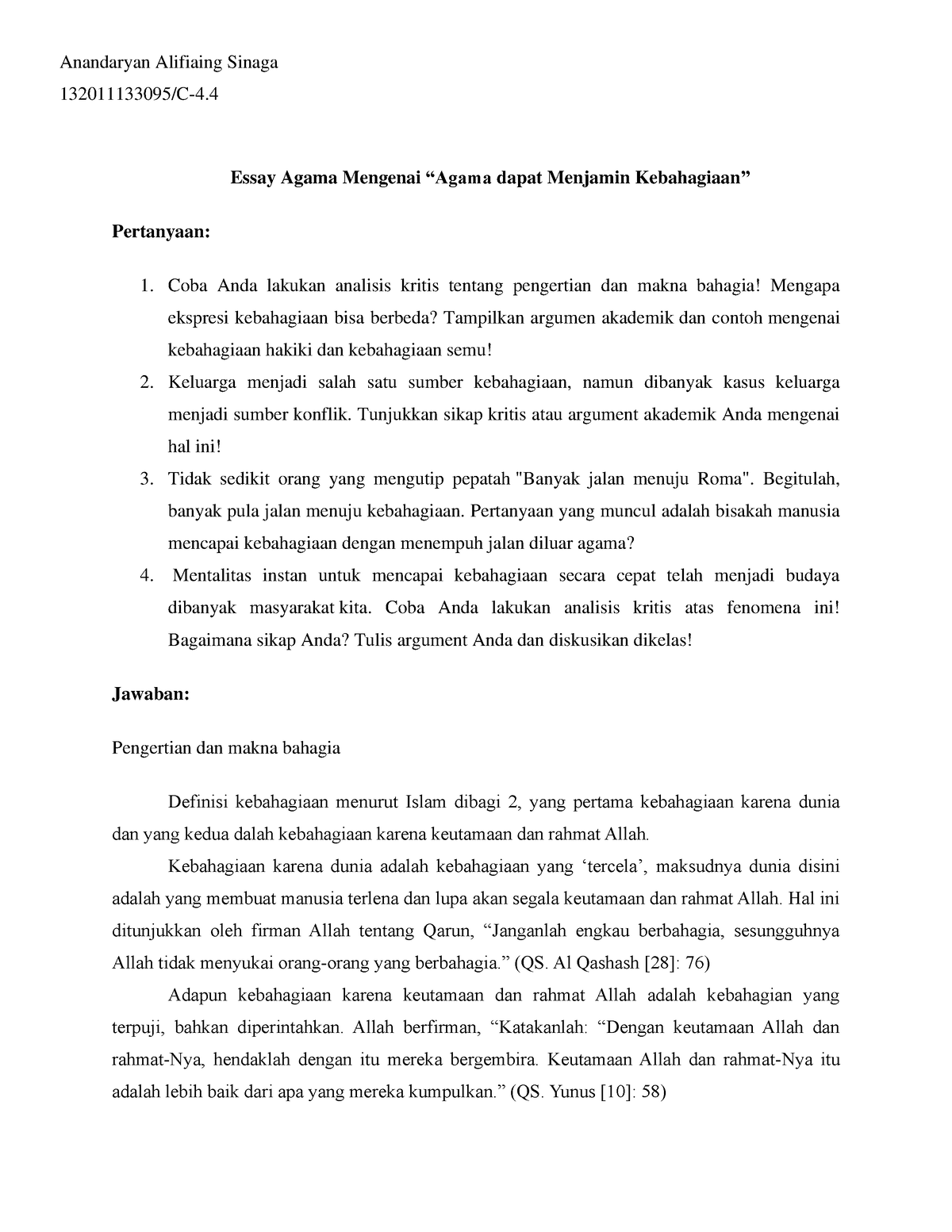 essay tentang agama islam