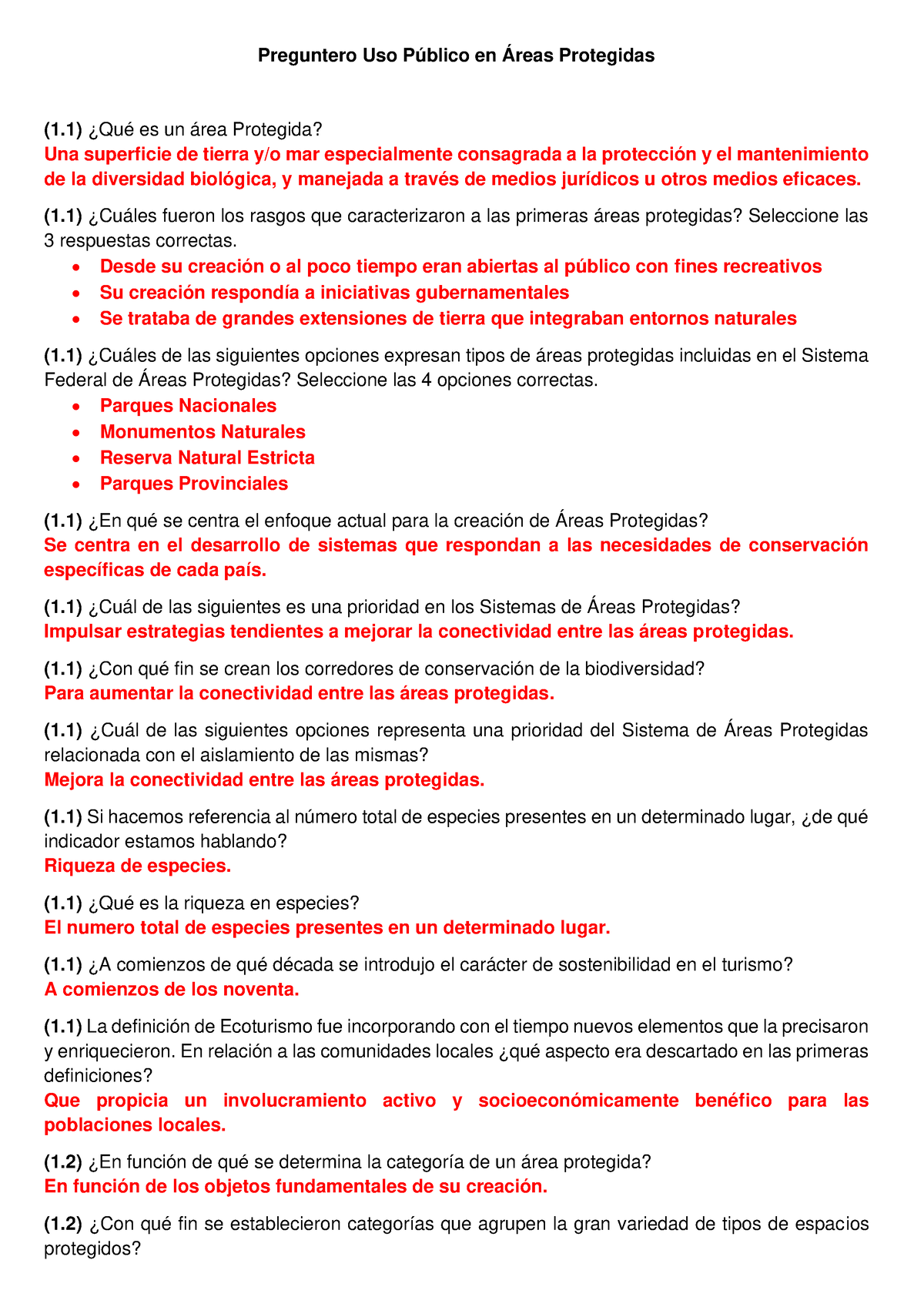 Parcial 1 Y 2 Preguntero Uso Publico - Preguntero Uso Público En Áreas ...