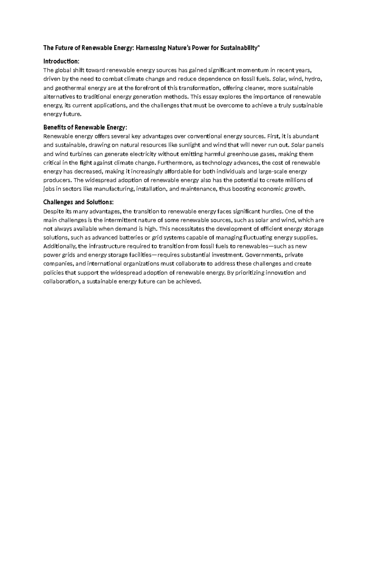 The Future of Renewable Energy - Solar, wind, hydro, and geothermal ...
