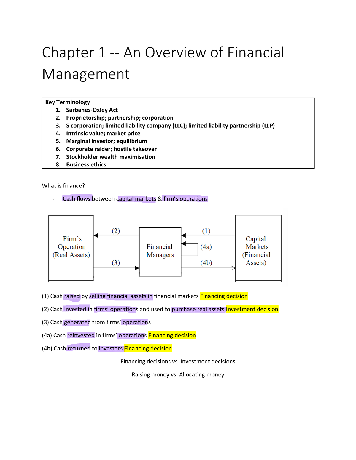 AB1201 Chapter 1 Pre-reading - Chapter 1 An Overview Of Financial ...