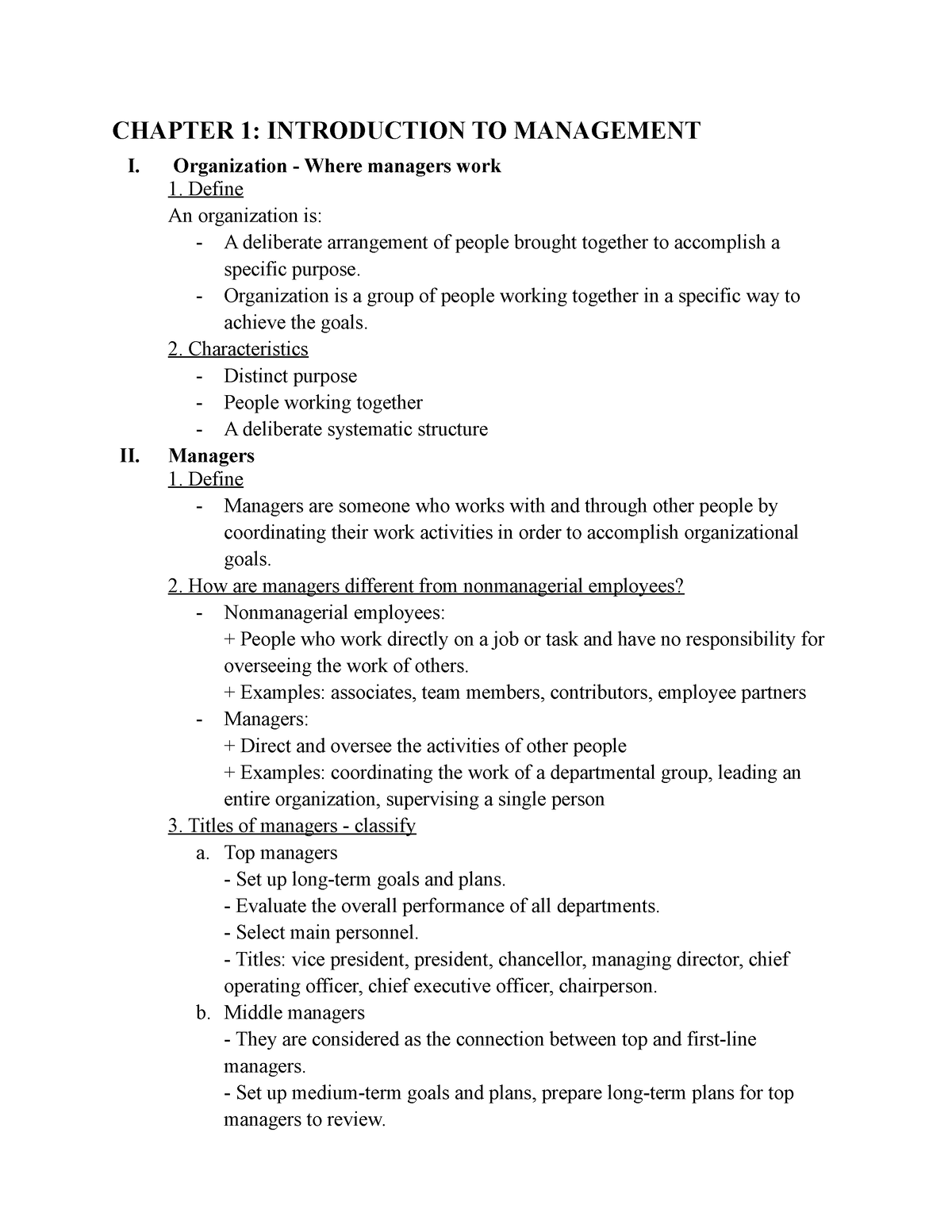 Principles Of Management Note - CHAPTER 1: INTRODUCTION TO MANAGEMENT I ...