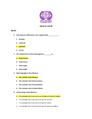 World Civilization Term 2AA - World Civilization 101. 04 Mid Term Test ...