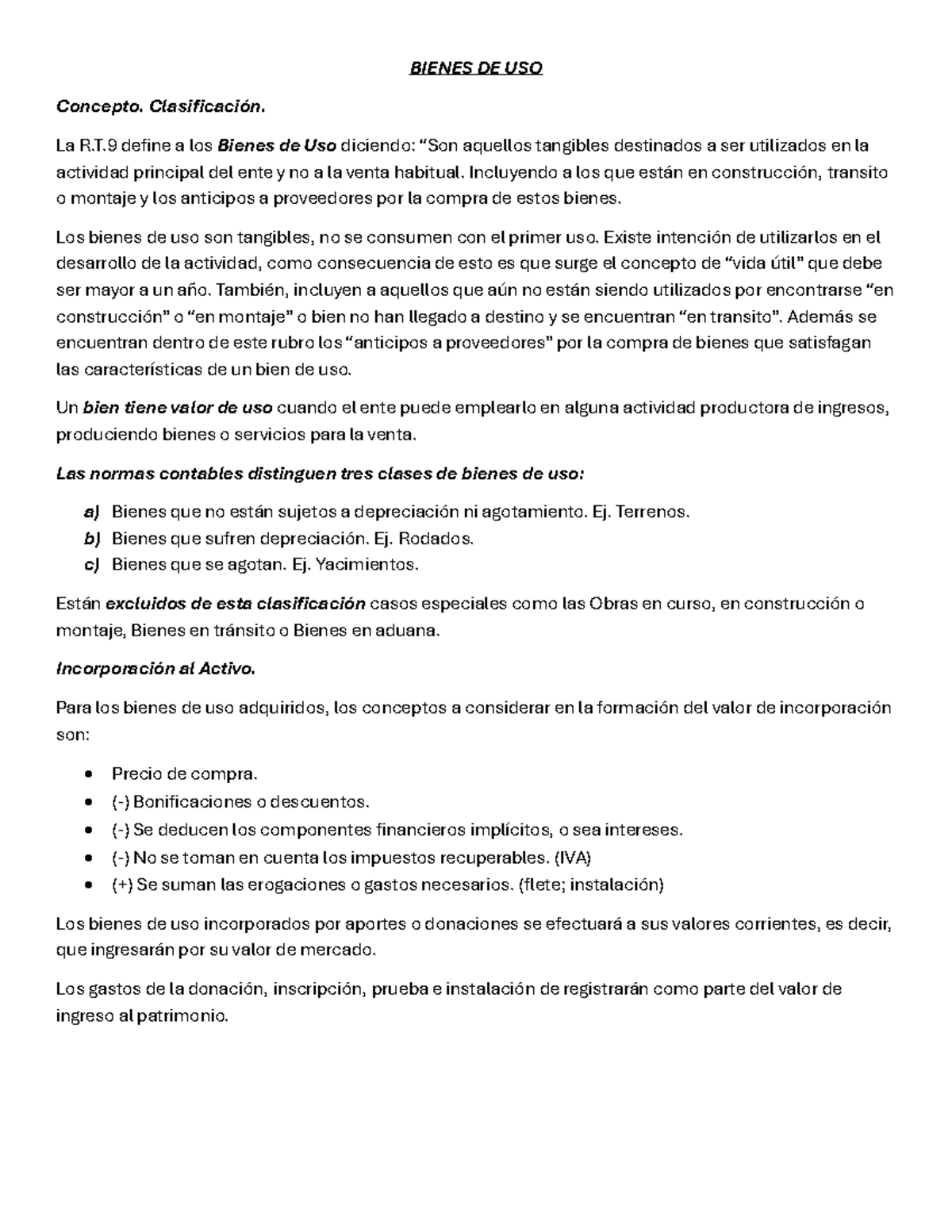 Contabilidad Básica- 2do Parcial - BIENES DE USO Concepto ...
