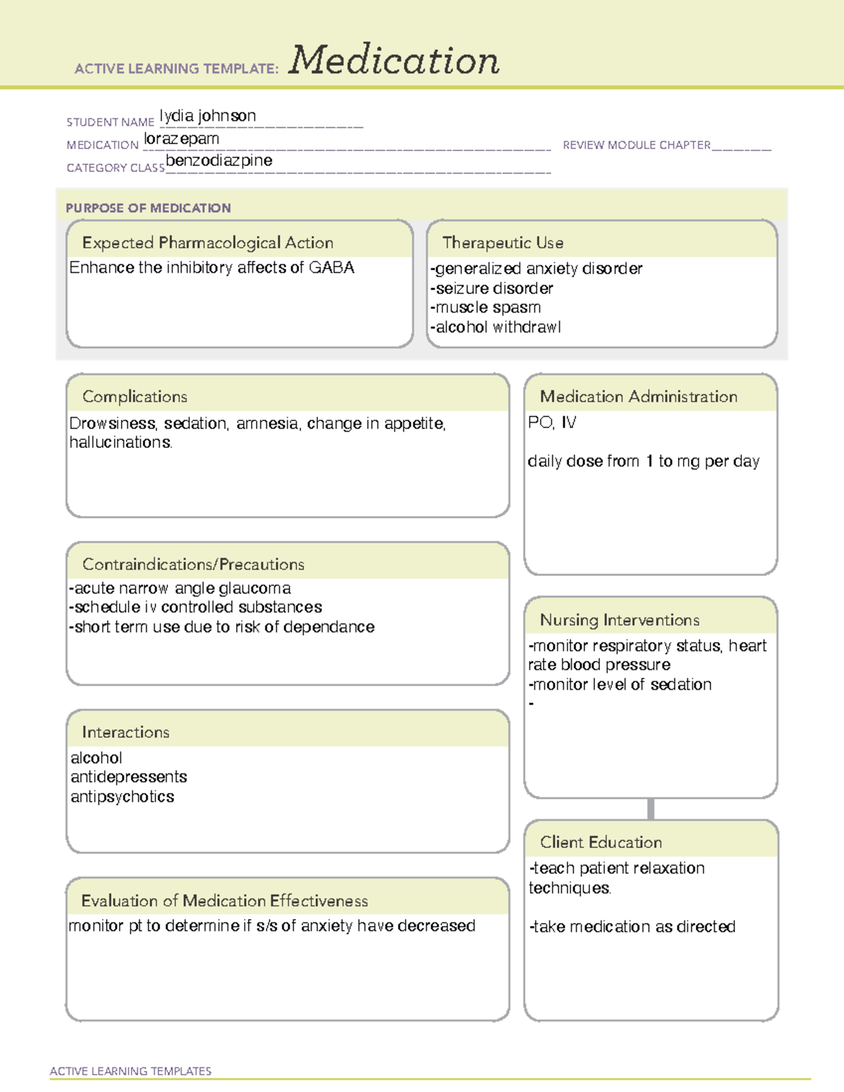 Lorazapam - mental health learning temp - ACTIVE LEARNING TEMPLATES ...