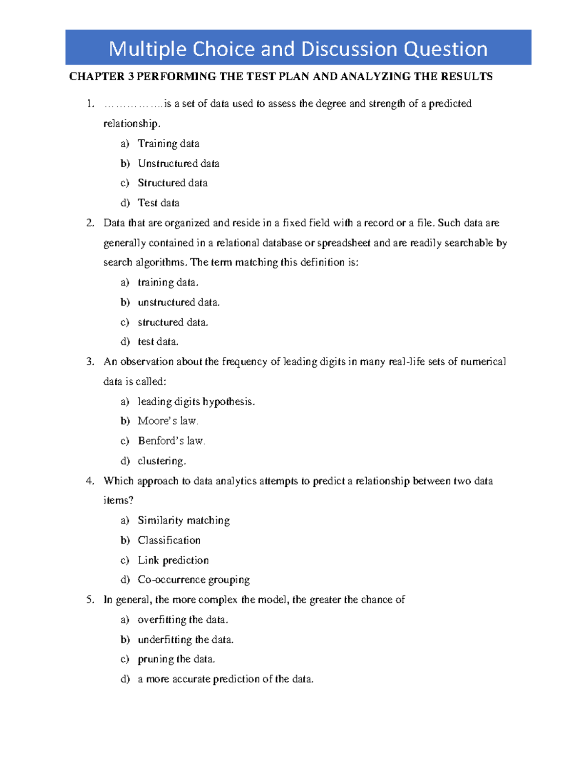 Data Analytics For Accounting Exercise Chapter 3 Performing THE TEST ...