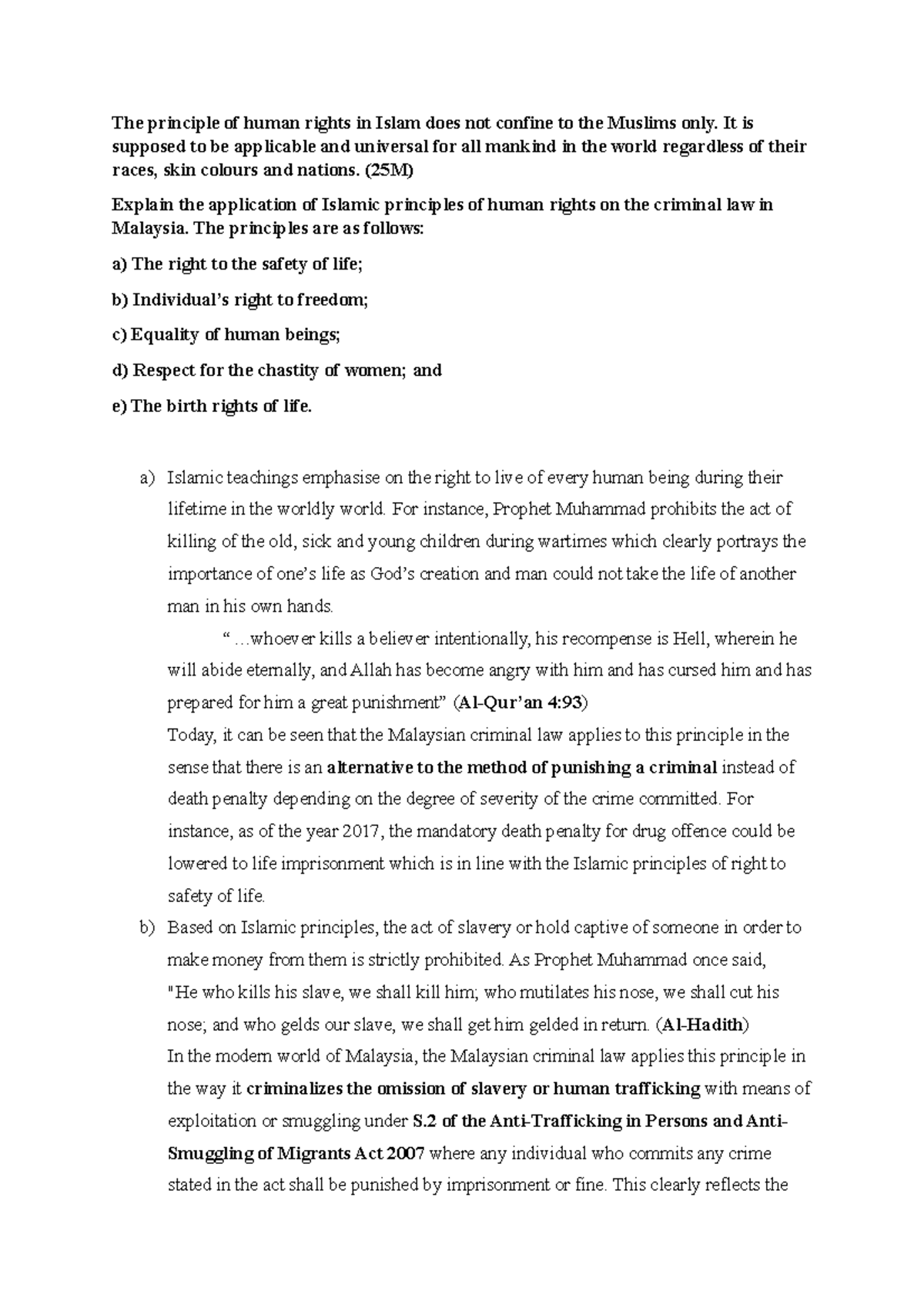 Tutorial 3 Law and Society - The principle of human rights in Islam ...