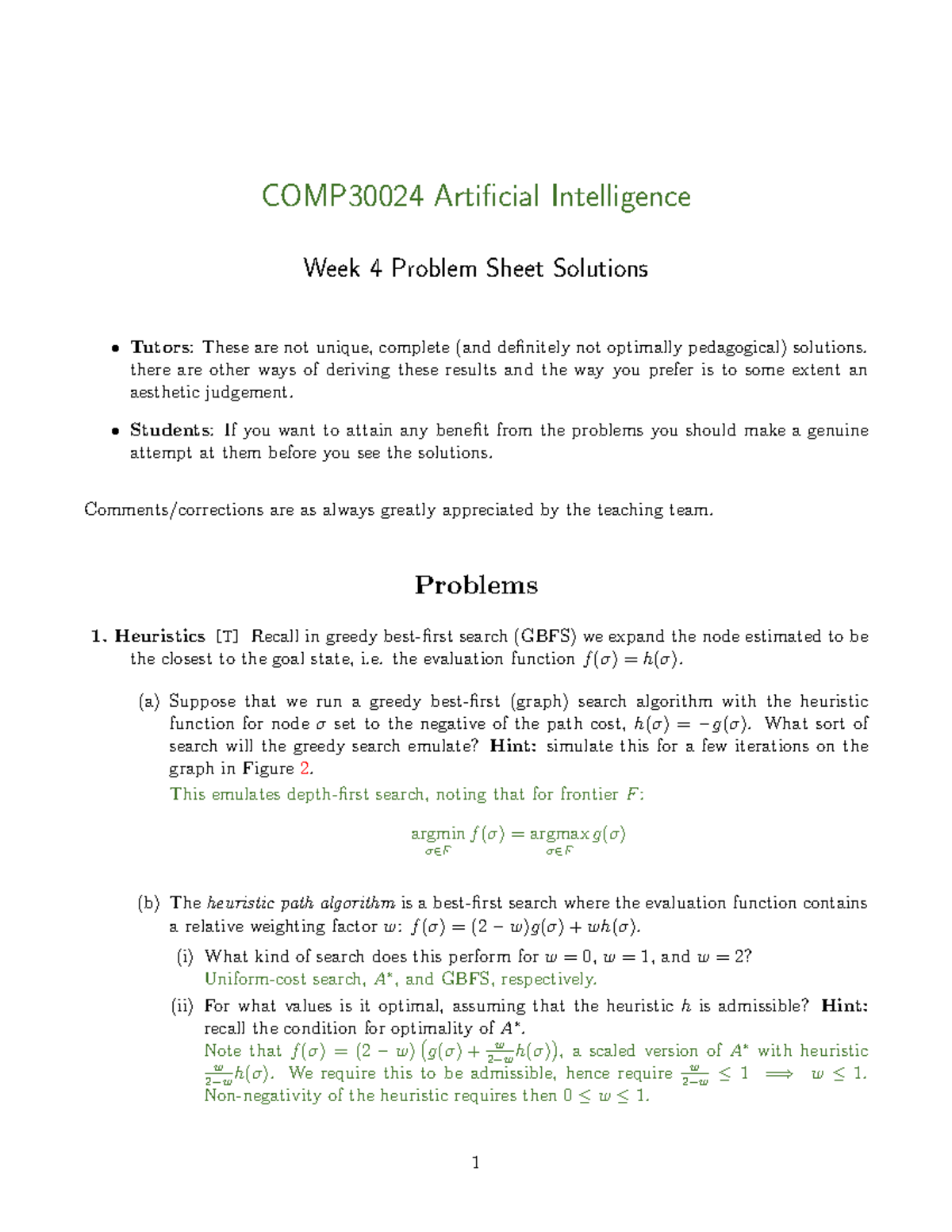 Tutorial-week04-solutions - COMP30024 Artificial Intelligence Week 4 ...