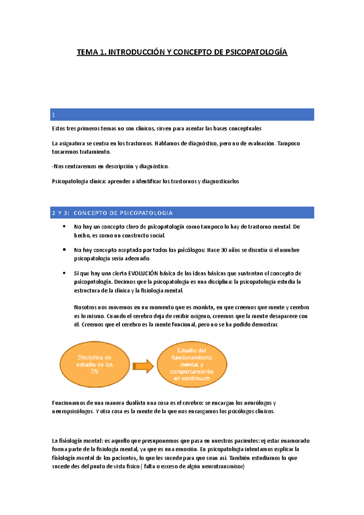 Tema 1 Introducción y concepto (psicopatología) - TEMA 1. INTRODUCCIÓN ...