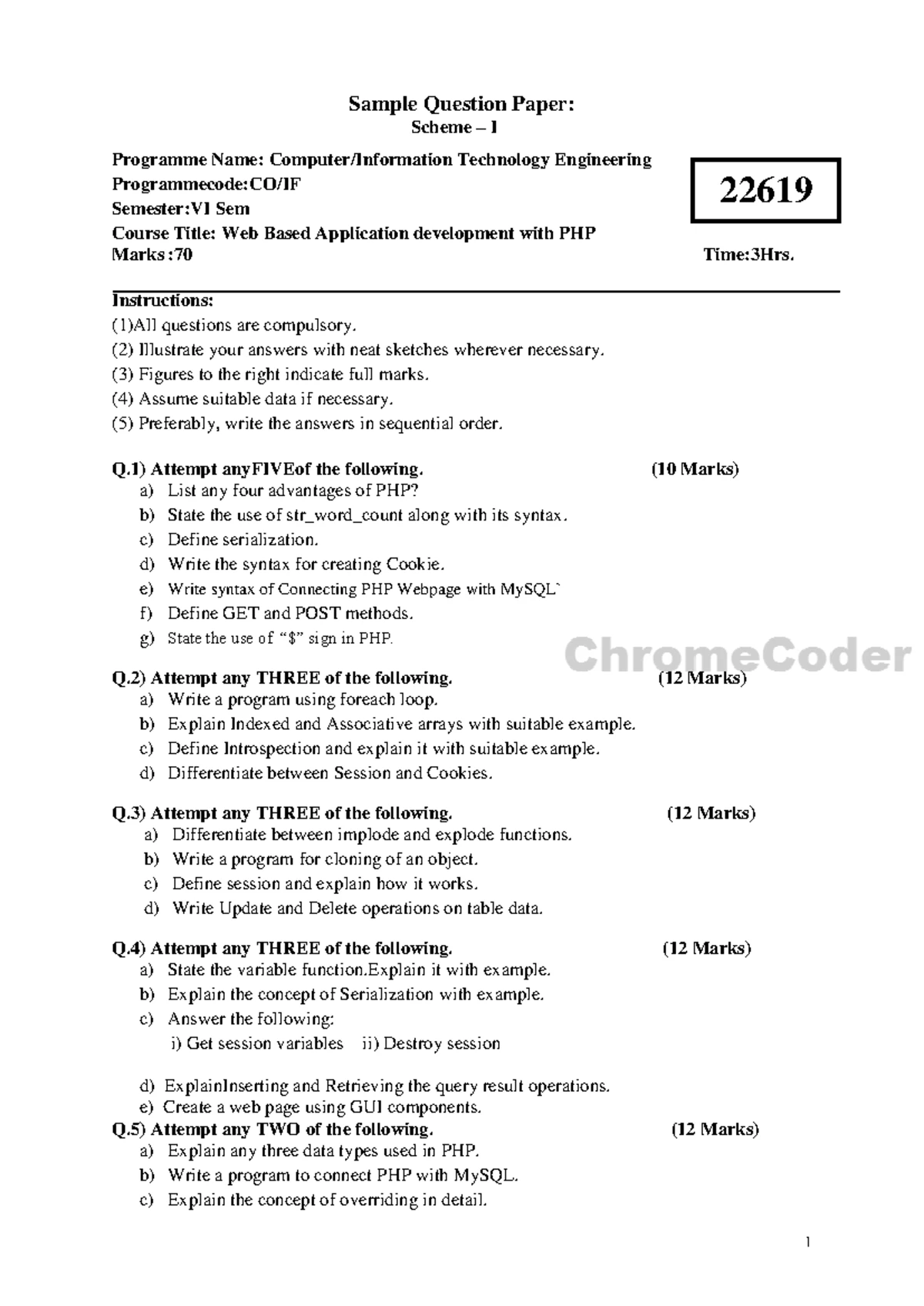 22616 - Python sample question paper. MSBTE exam sample question paper ...