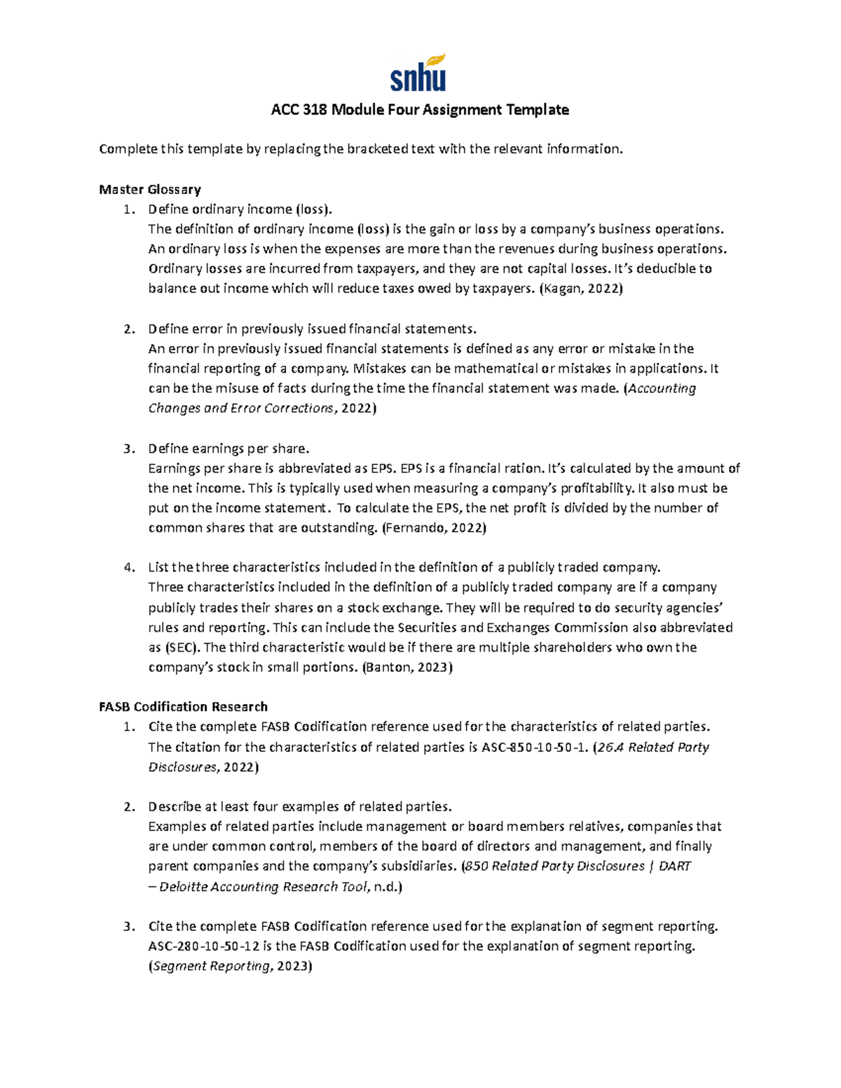 ACC 318 Module Four Assignment Template - ACC 318 Module Four ...