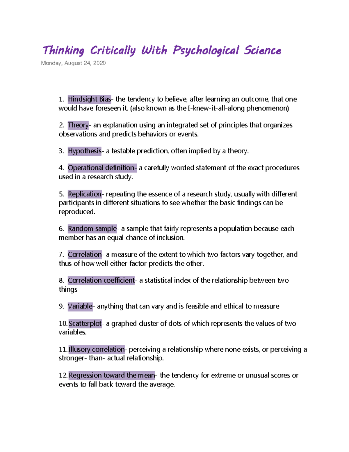 Chapter 1 Thinking critcally with psychological science - Warning: TT ...