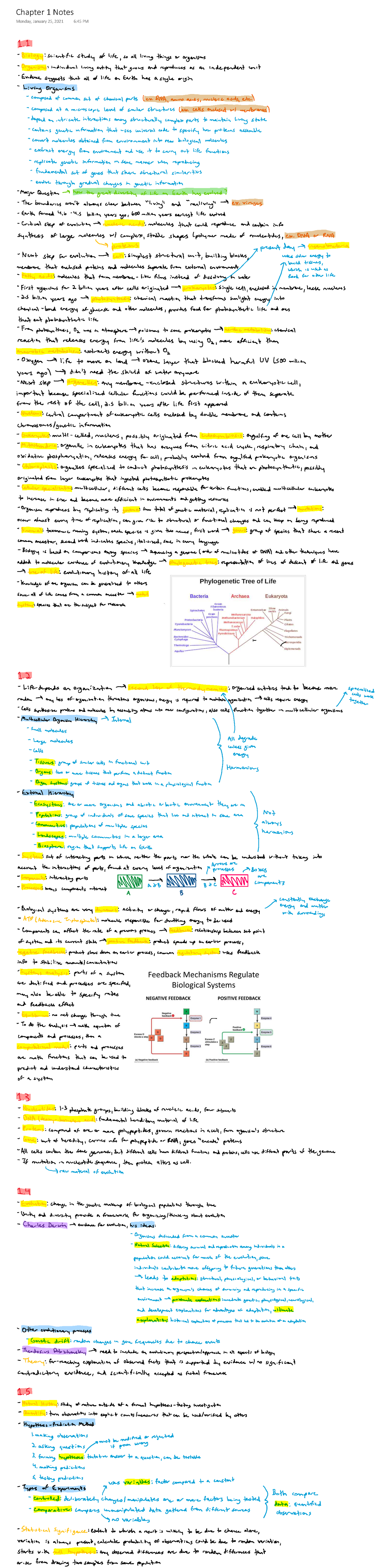 Chapter 1 Notes - BIOL14110AAA - Chapter 1 Notes Monday, January 25 ...