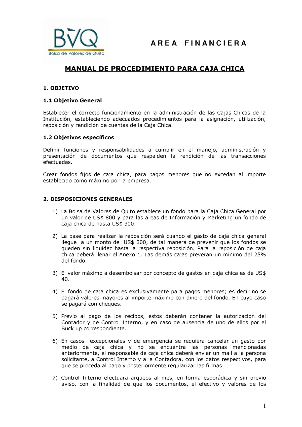 Manual De Procedimiento Para Caja Chica Manual De Procedimiento Para Caja Chica 1 Objetivo 1 1147
