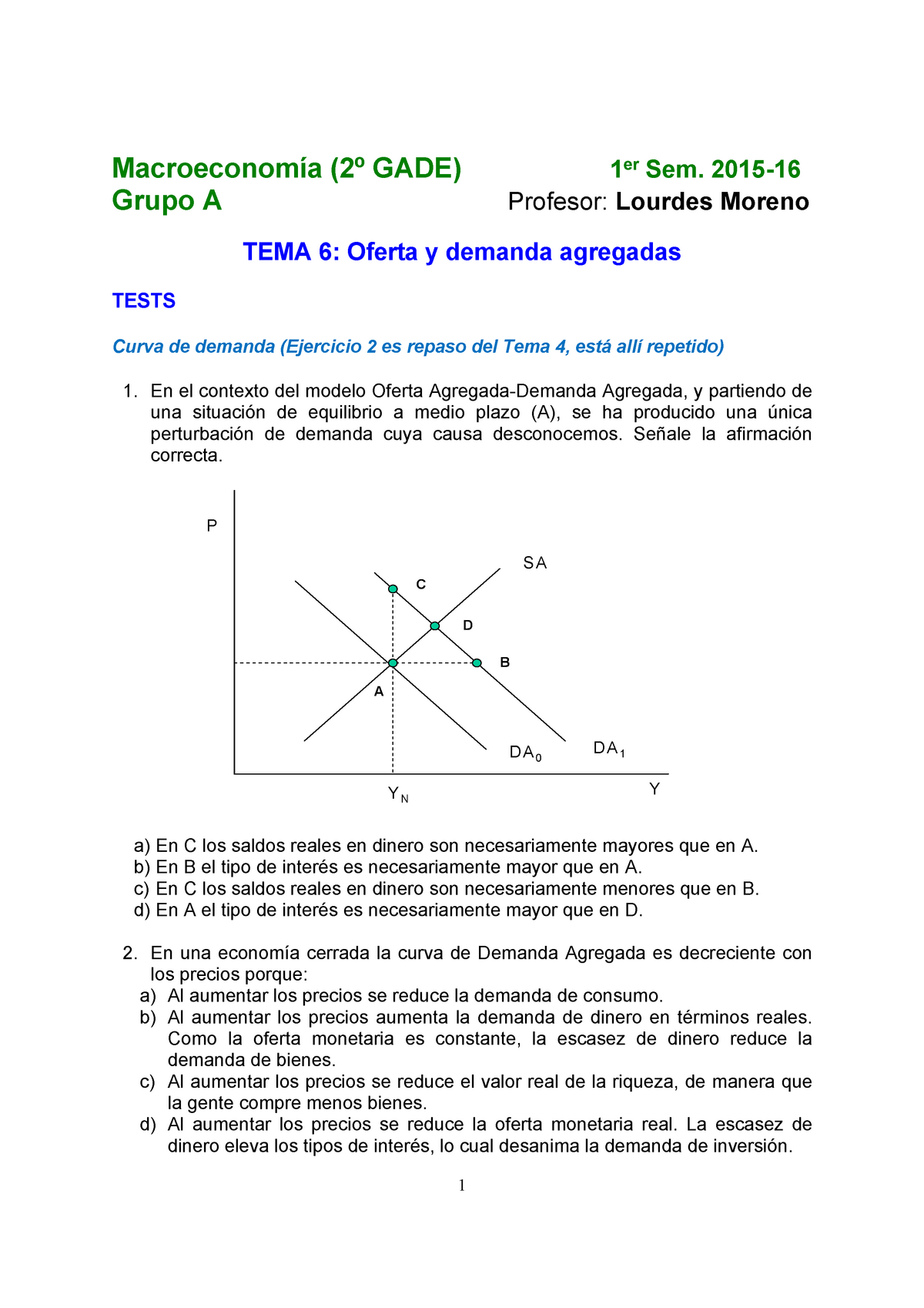 Tema 6 Test 1516 - tipo test - Macroeconomía (2º GADE) 1 er Sem. 2015-  Grupo A Profesor: Lourdes - Studocu