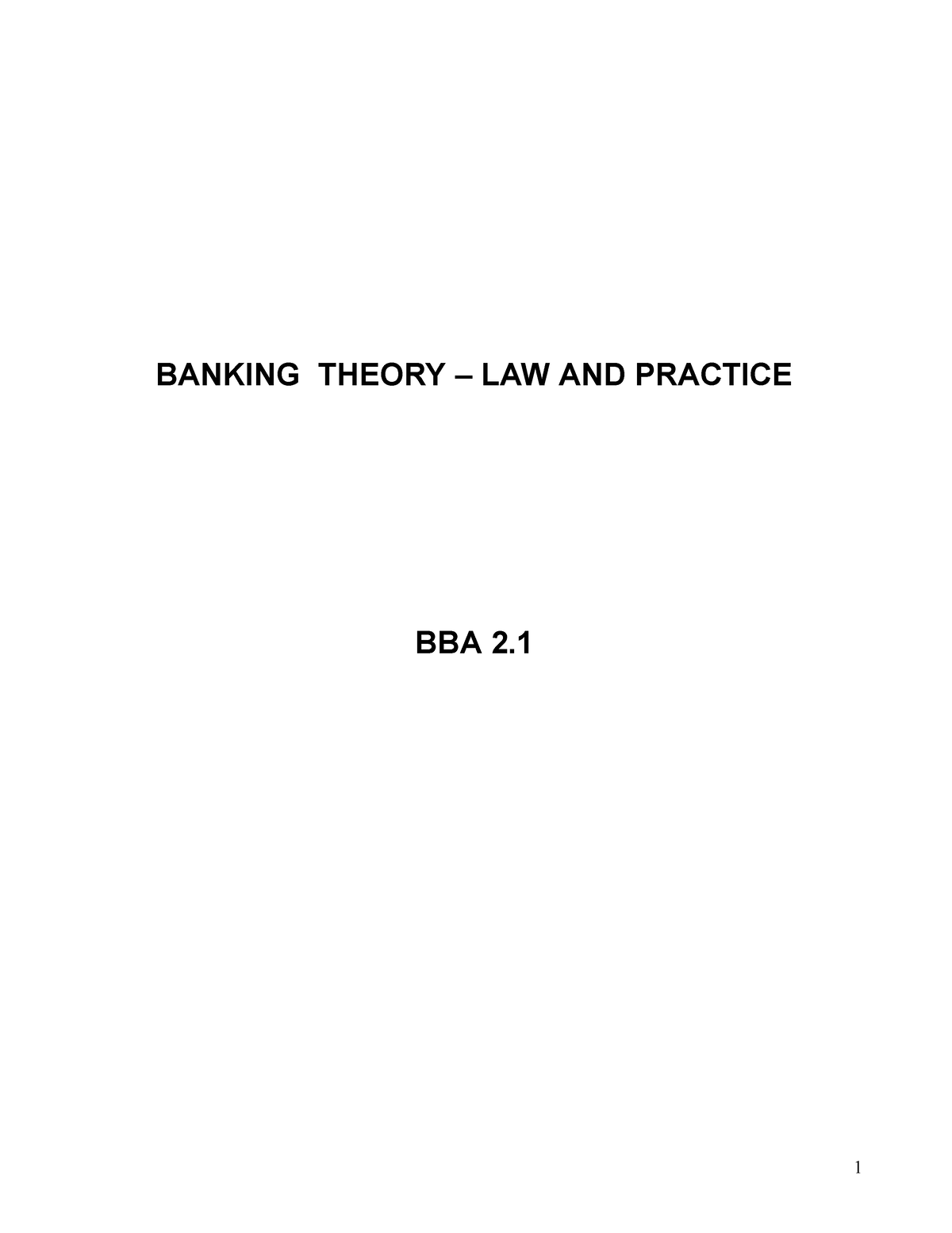 Banking Theory Law And Practice - BANKING THEORY – LAW AND PRACTICE BBA ...